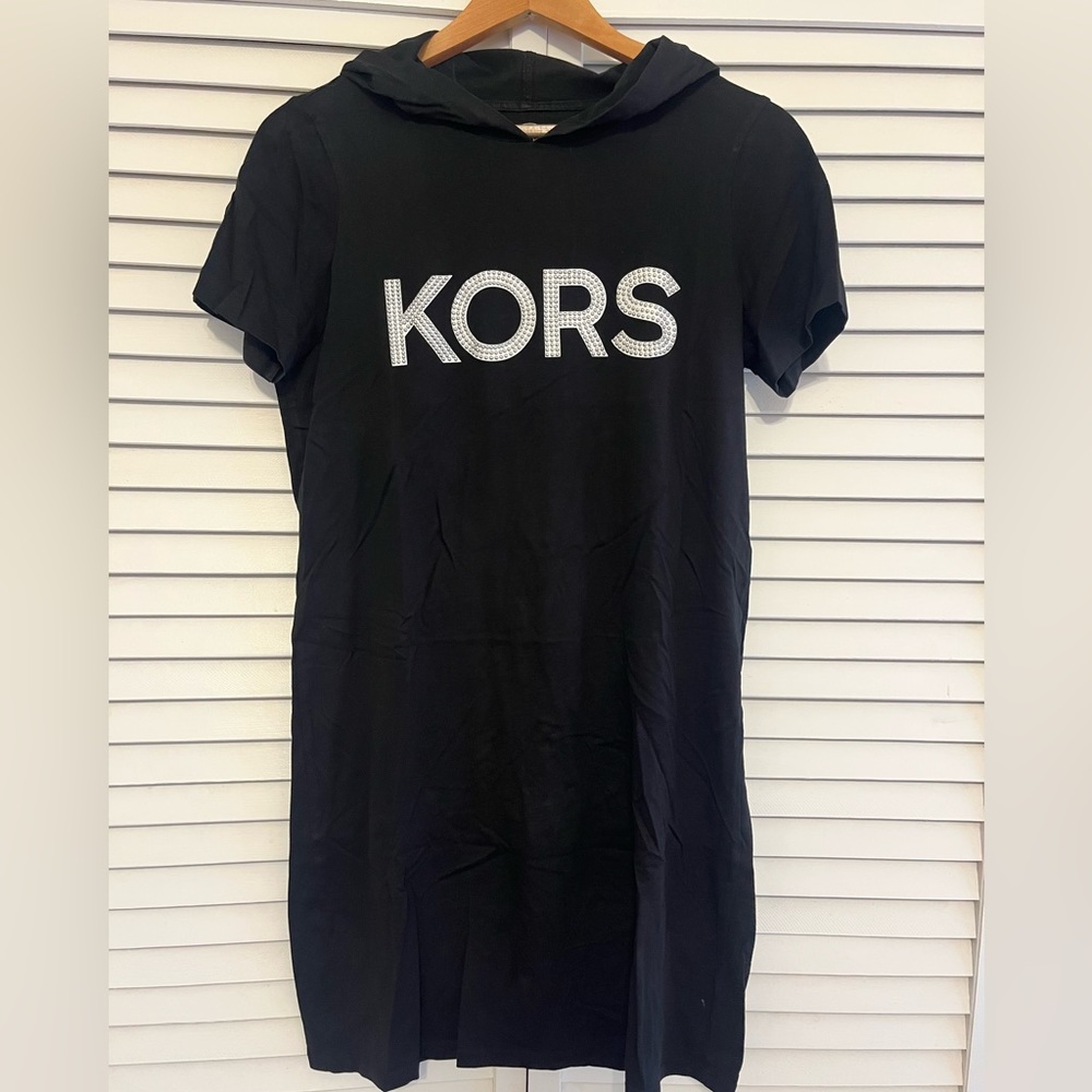 Michael Kors Black Hooded T Shirt Dress